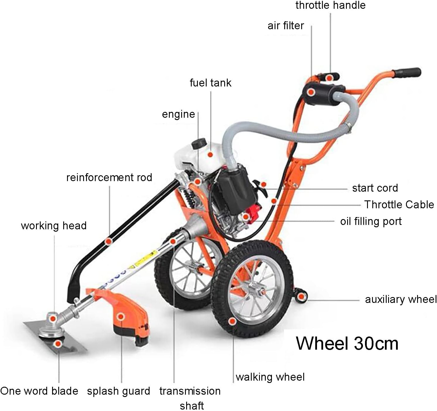 Kiston Wheel Type Brush Cutter, 52CC, Stroke