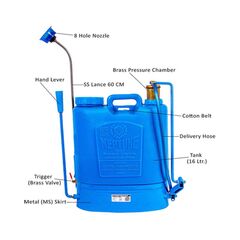 NEPTUNE HAND OPERATED KNAPSACK SPRAYER WITH 2 NOZZLE SET (HDPE TANK),  16 LITERS