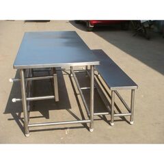 STAINLESS STEEL DINING TABLE (12X2) (16X1)