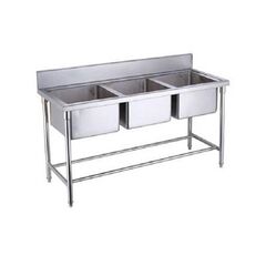 COMMERCIAL STAINLESS STEEL TRIPLE SINK UNIT