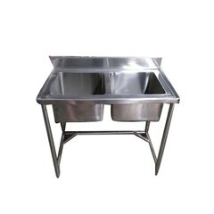 COMMERCIAL TWO SINK UNIT STAINLESS STEEL