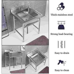 COMMERCIAL STAINLESS STEEL SINGLE SINK UNIT
