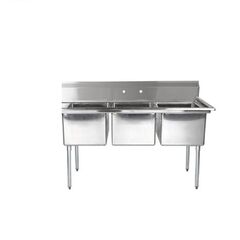 COMMERCIAL STAINLESS STEEL TRIPLE SINK UNIT