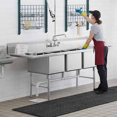COMMERCIAL STAINLESS STEEL TRIPLE SINK UNIT