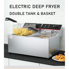 STAINLESS STEEL DOUBLE DEEP FRYER (6 + 6 LITERS)