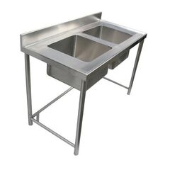 COMMERCIAL TWO SINK UNIT STAINLESS STEEL