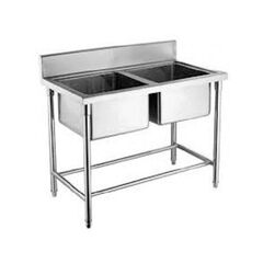 COMMERCIAL TWO SINK UNIT STAINLESS STEEL