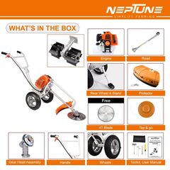 NEPTUNE BC-520W HEAVY DUTY WHEEL TYPE BRUSH CUTTER 2 STROKE WITH FLAT TILLER