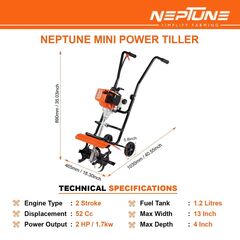 NEPTUNE NC-52T HEAVY DUTY MINI WEEDER 52CC PETROL ENGINE