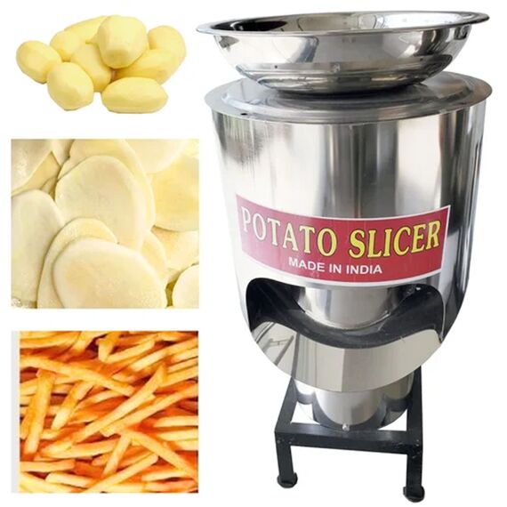 SEMI-AUTOMATIC STAINLESS STEEL POTATO CHIPS MACHINE, 0.5HP SEMI-AUTOMATIC STAINLESS STEEL POTATO CHIPS MACHINE, 0.5HP