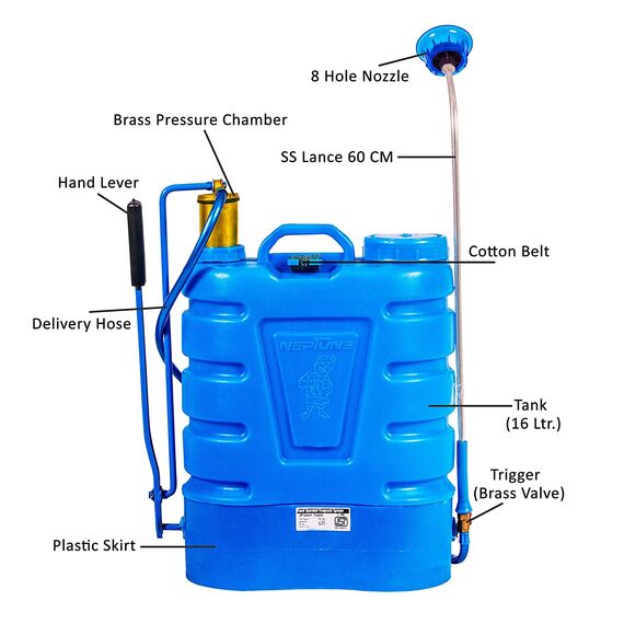NEPTUNE SIMPLIFY FARMING KNAPSACK HAND OPERATED GARDEN SPRAYER HARIYALI-08, 16L