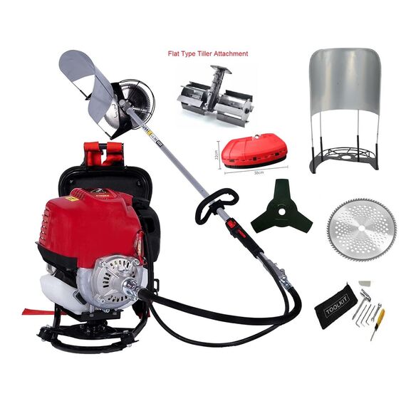 BACKPACK BRUSH CUTTER WITH TILLER ATTACHMENT, 52 CC, 2 STROKE (COMBO)