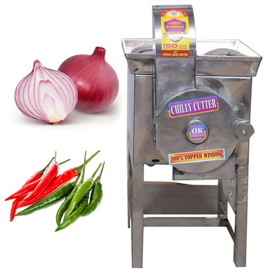 SEMI-AUTOMATIC STAINLESS STEEL CHILLY ONION CUTTER, 1 HP
