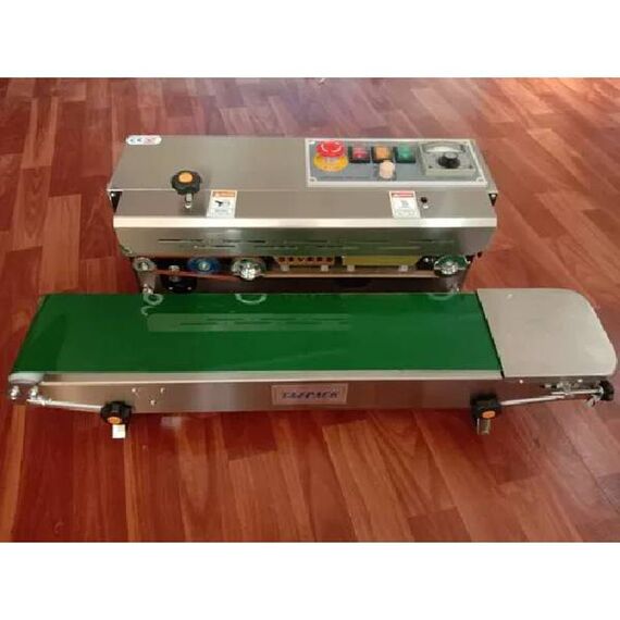 VERTICAL BAND SEALER WITH GEAR BOX AND EMERGENCY BUTTON