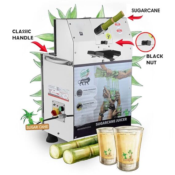 2HP HEAVY DUTY SUGARCANE JUICER MACHINE SS ROLLER WITH FULL SS BODY