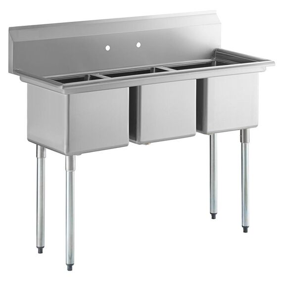 COMMERCIAL STAINLESS STEEL TRIPLE SINK UNIT