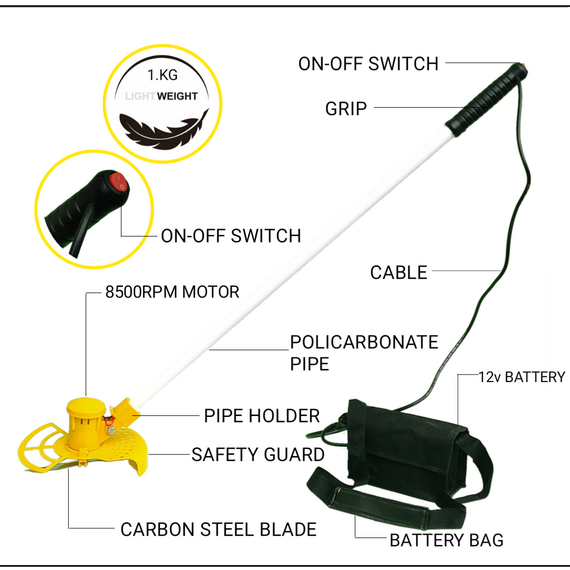 GRASS CUTTING MACHINE WITH 12V BATTERY