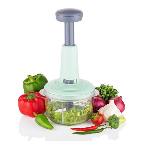 PUSH FOOD CHOPPER, STEEL LARGE MANUAL HAND-PRESS VEGETABLE CHOPPER MIXER CUTTER