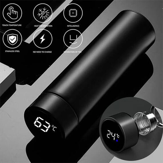 STAINLESS STEEL SPORTS WATER BOTTLE WITH LED TEMPERATURE DISPLAY