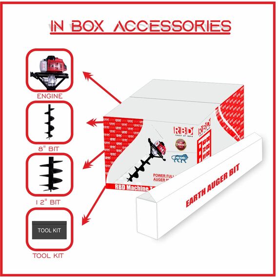 RBD MACHINE HEAVY DUTY PIT DIGGING MACHINE WITH A 72 CC ENGINE AND AN 8- AND 12-INCH DRILL DIGGER