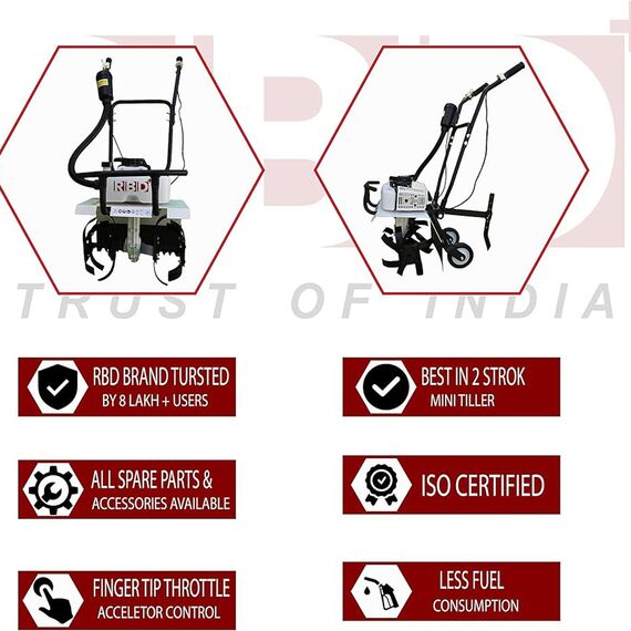 RBD HEAVY DUTY POWER TILLER, CULTIVATOR, ROTARY, WEEDER WITH 2 STROKE 3 HP ENGINE FOR AGRICULTURE & GARDEN USE