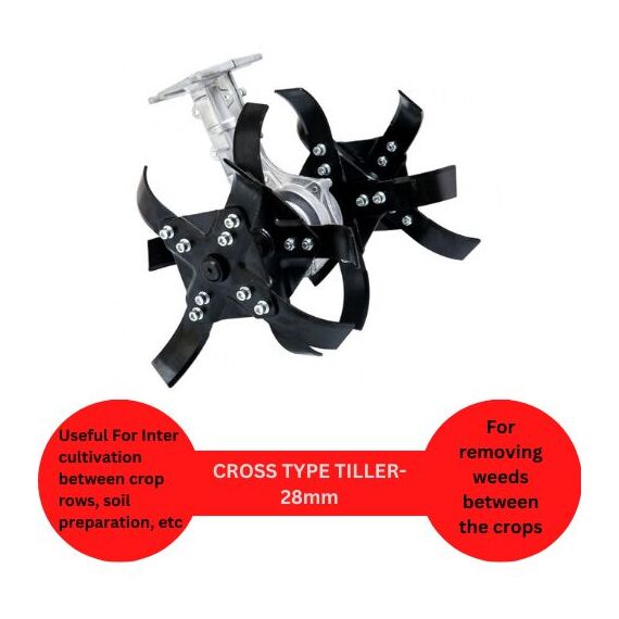 RBD TILLER ATTACHMENT FOR BRUSH CUTTER HAVING 28MM SHAFT AND 9 SPLINE TYPE-1