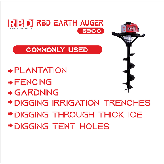 RBD PIT DIGGING MACHINE 52CC WITH 6 & 8 INCH DRILL DIGGER