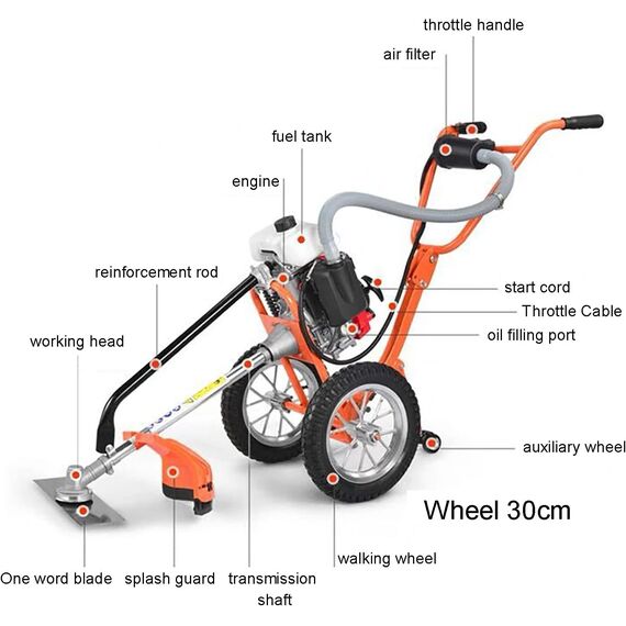 KISTON WHEEL TYPE BRUSH CUTTER, 52CC, 2 STROKE