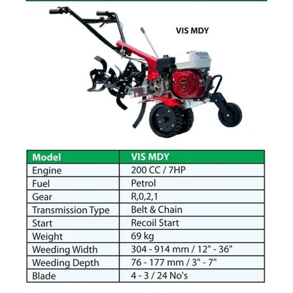 VIS PETROL POWER TILLER WITH HONDA ENGINE, FRONT ROTARY, 7 HP