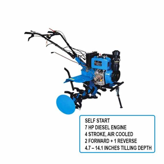 SELF-START DIESEL POWER CULTIVATOR, 7 HP