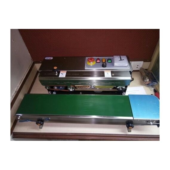 VERTICAL BAND SEALER WITH GEAR BOX AND EMERGENCY BUTTON