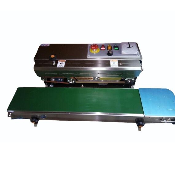 VERTICAL BAND SEALER WITH GEAR BOX AND EMERGENCY BUTTON