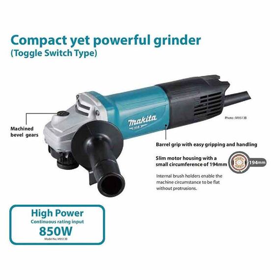 MAKITA M9513B 100MM ANGLE GRINDER, 850W