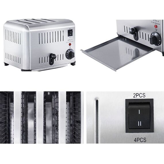 STAINLESS STEEL 4-BREAD POP UP TOASTER