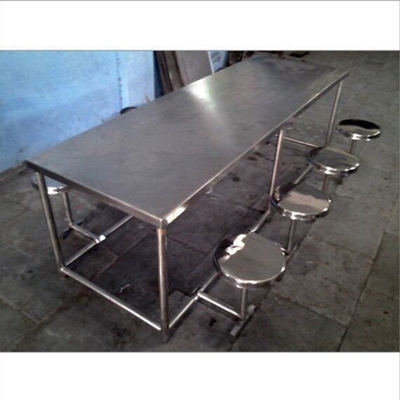 STAINLESS STEEL 8 STOOL DINING TABLE