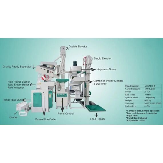 AUTOMATIC COMPACT RICE MILL PLANT, 35 HP