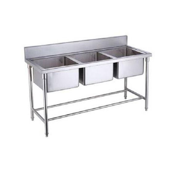 COMMERCIAL STAINLESS STEEL TRIPLE SINK UNIT