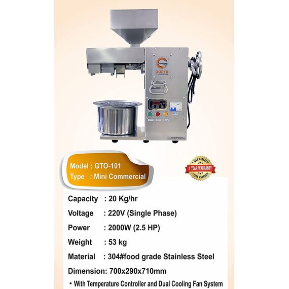 GOREK GTO-101 MINI COMMERCIAL OIL PRESS MACHINE