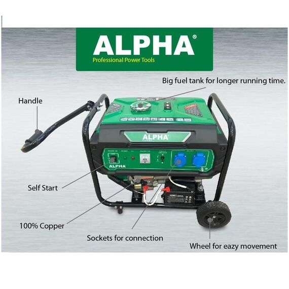 ALPHA 7KVA A9500 PORTABLE COMPACT PETROL GENERATOR