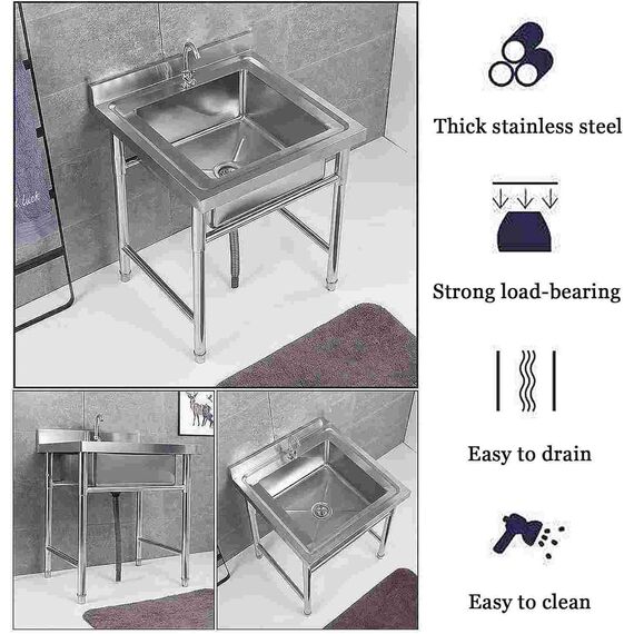 COMMERCIAL STAINLESS STEEL SINGLE SINK UNIT