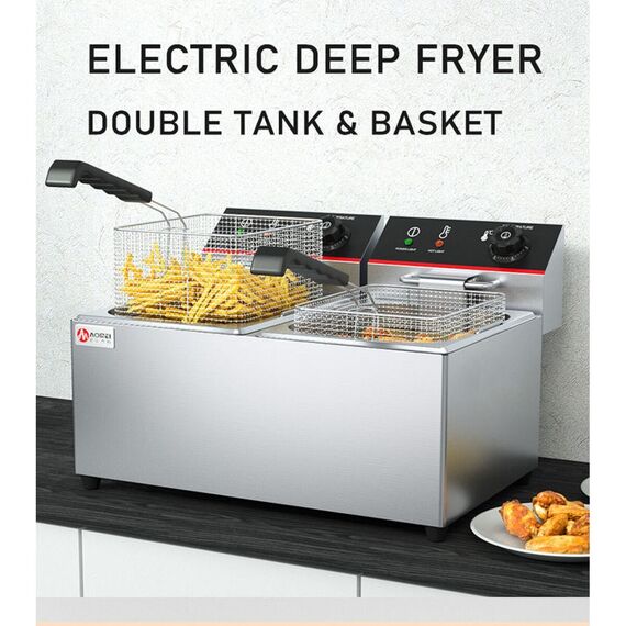 STAINLESS STEEL DOUBLE DEEP FRYER (6 + 6 LITERS)