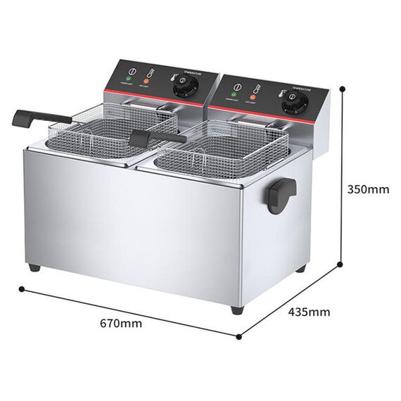 STAINLESS STEEL DOUBLE DEEP FRYER (6 + 6 LITERS)