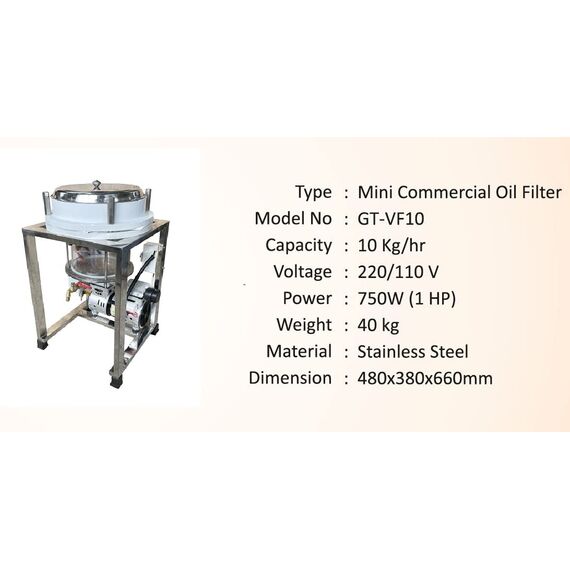 GOREK GT-VF10 MINI COMMERCIAL EDIBLE OIL FILTER MACHINE