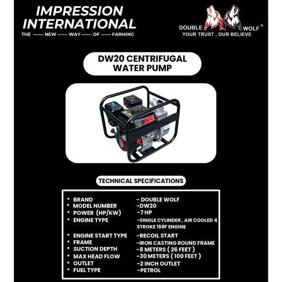 DOUBLE WOLF 2 INCH CENTREFUGAL WATER PUMP