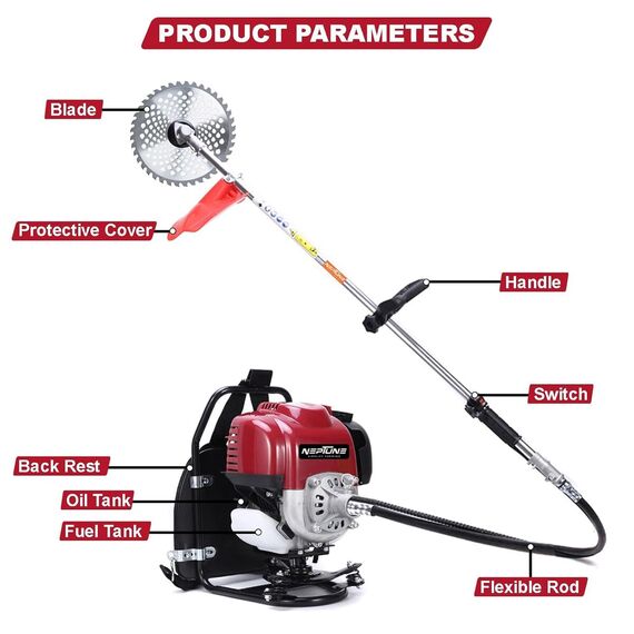 NEPTUNE BC-360 BPK BACKPACK PETROL BRUSH CUTTER 4 STROKE 35CC