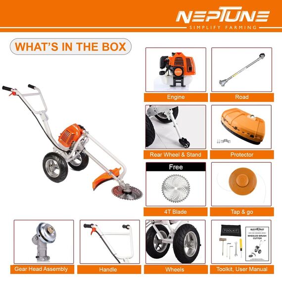 NEPTUNE BC-520W HEAVY DUTY WHEEL TYPE BRUSH CUTTER 2 STROKE