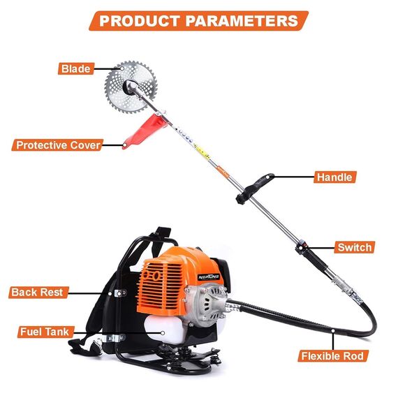 NEPTUNE BC-520 BPK HEAVY DUTY PETROL BRUSH CUTTER BACK PACK 2 STROKE 52CC