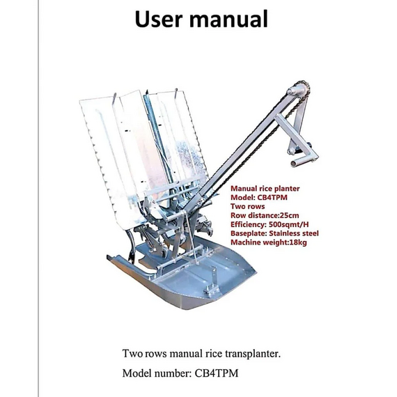 SS BODY MANUAL RICE TRANSPLANTER 2 ROWS