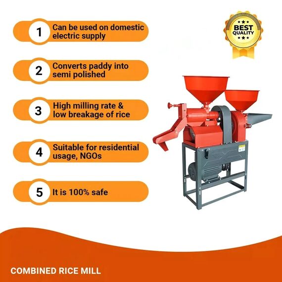 HEAVY DUTY COMBINED RICE MILL WITH PULVERIZER MACHINE WITHOUT MOTOR