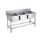 COMMERCIAL STAINLESS STEEL TRIPLE SINK UNIT
